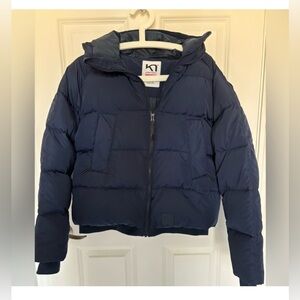 Kari Traa skjelde hooded down jacket size large navy blue